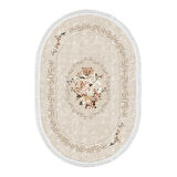 Alanur Yıldız Deri Tabanlı Saçaklı Dijital Halı Yuvarlak