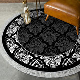 Alanur Trend Keçe Tabanlı Saçaklı Dijital Halı Oval