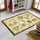 Alanur Trend Keçe Tabanlı Saçaklı Yuvarlak Mutfak Halı Mu185