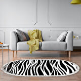 Alanur Yıldız Kaymaz Deri Tabanlı Saçaklı Dijital Halı Oval