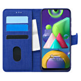 Microsonic Samsung Galaxy M21 Kılıf Fabric Book Wallet Lacivert