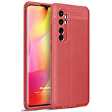Microsonic Xiaomi Mi Note 10 Lite Kılıf Deri Dokulu Silikon Kırmızı