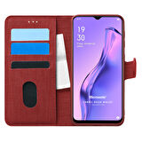 Microsonic Oppo A31 Kılıf Fabric Book Wallet Kırmızı