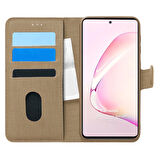 Microsonic Samsung Galaxy A81 Kılıf Fabric Book Wallet Gold