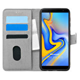 Microsonic Samsung Galaxy J6 Plus Kılıf Fabric Book Wallet Gri