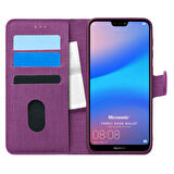 Microsonic Huawei P20 Lite Kılıf Fabric Book Wallet Mor