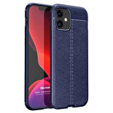 Microsonic Apple iPhone 12 Kılıf Deri Dokulu Silikon Lacivert