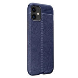 Microsonic Apple iPhone 12 Kılıf Deri Dokulu Silikon Lacivert