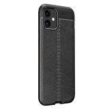 Microsonic Apple iPhone 12 Kılıf Deri Dokulu Silikon Siyah