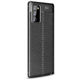 Microsonic Samsung Galaxy Note 20 Kılıf Deri Dokulu Silikon Siyah
