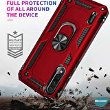 Microsonic Xiaomi Mi 9 Lite Kılıf Military Ring Holder Kırmızı