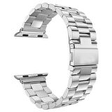 Microsonic Apple Watch SE 44mm Metal Stainless Steel Kordon Gümüş