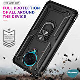 Microsonic Xiaomi Poco F2 Pro Kılıf Military Ring Holder Siyah
