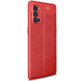 Microsonic Oppo Reno 4 Pro Kılıf Deri Dokulu Silikon Kırmızı