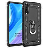 Microsonic Huawei Y9S Kılıf Military Ring Holder Siyah