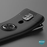 Microsonic Xiaomi Redmi Note 9 Kılıf Kickstand Ring Holder Lacivert