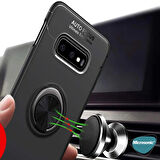 Microsonic Samsung Galaxy S10e Kılıf Kickstand Ring Holder Siyah