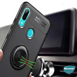 Microsonic Huawei Y7 2019 Kılıf Kickstand Ring Holder Siyah
