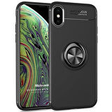 Microsonic Apple iPhone XS Kılıf Kickstand Ring Holder Siyah