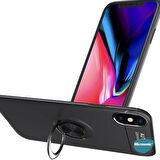 Microsonic Apple iPhone XS Kılıf Kickstand Ring Holder Siyah