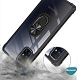 Microsonic Samsung Galaxy M51 Kılıf Grande Clear Ring Holder Kırmızı