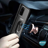 Microsonic Samsung Galaxy S20 Kılıf Grande Clear Ring Holder Kırmızı