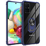 Microsonic Samsung Galaxy A71 Kılıf Grande Clear Ring Holder Lacivert