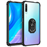 Microsonic Huawei Y9S Kılıf Grande Clear Ring Holder Siyah