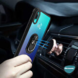 Microsonic Huawei Y6 2019 Kılıf Grande Clear Ring Holder Kırmızı