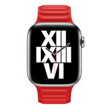 Microsonic Apple Watch Series 5 44mm Kordon Leather Link Band Kırmızı
