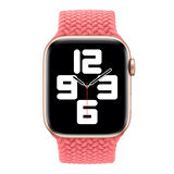 Microsonic Apple Watch Series 6 44mm Kordon, (Medium Size, 147mm) Braided Solo Loop Band Pembe