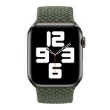 Microsonic Apple Watch Series 6 44mm Kordon, (Large Size, 160mm) Braided Solo Loop Band Koyu Yeşil
