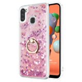 Microsonic Samsung Galaxy A11 Kılıf Glitter Liquid Holder Pembe