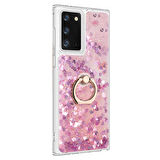 Microsonic Samsung Galaxy Note 20 Kılıf Glitter Liquid Holder Pembe