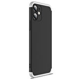 Microsonic Apple iPhone 12 Mini Kılıf Double Dip 360 Protective Siyah Gri