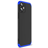Microsonic Apple iPhone 12 Mini Kılıf Double Dip 360 Protective Siyah Mavi
