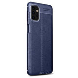 Microsonic Samsung Galaxy A32 5G Kılıf Deri Dokulu Silikon Lacivert