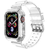 Microsonic Apple Watch SE 44mm Kordon Transparent Clear Band Şeffaf
