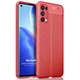 Microsonic Oppo Reno 5 Pro 5G Kılıf Deri Dokulu Silikon Kırmızı