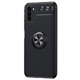 Microsonic Xiaomi Poco M3 Kılıf Kickstand Ring Holder Siyah