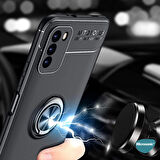 Microsonic Xiaomi Poco M3 Kılıf Kickstand Ring Holder Siyah