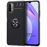 Microsonic Xiaomi Redmi Note 9 4G Kılıf Kickstand Ring Holder Siyah