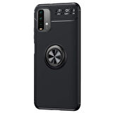 Microsonic Xiaomi Redmi Note 9 4G Kılıf Kickstand Ring Holder Siyah
