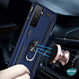 Microsonic Samsung Galaxy S21 Kılıf Military Ring Holder Lacivert