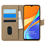 Microsonic Xiaomi Redmi 9C Kılıf Fabric Book Wallet Gold
