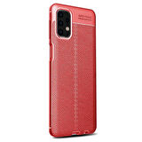 Microsonic Samsung Galaxy A32 4G Kılıf Deri Dokulu Silikon Kırmızı