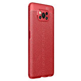 Microsonic Xiaomi Poco X3 Pro Kılıf Deri Dokulu Silikon Kırmızı