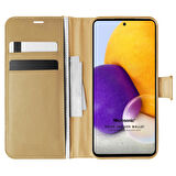 Microsonic Samsung Galaxy A72 Kılıf Delux Leather Wallet Gold