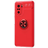 Microsonic Xiaomi Redmi K40 Kılıf Kickstand Ring Holder Kırmızı