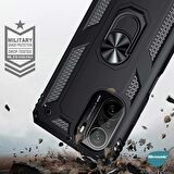 Microsonic Xiaomi Poco F3 Kılıf Military Ring Holder Rose Gold